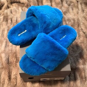 Blue Fuzzy Slippers